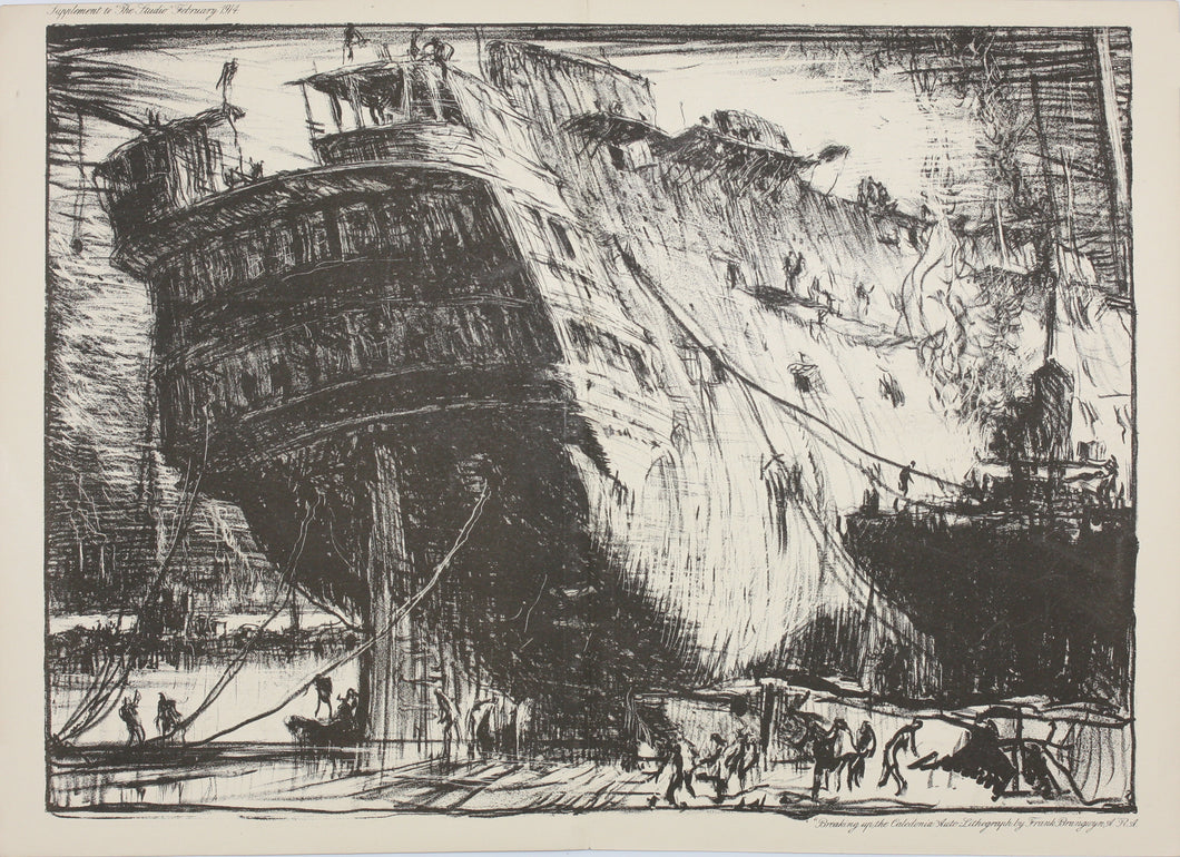 Frank Brangwyn ARA. Breaking up the Caledonia. Print. 1914.