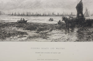 David Law. Fishing boats off Whitby. Etching. Late XIX C.