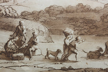 Load image into Gallery viewer, Claude Lorrain, after. A Landscape, with Cattle passing a Ford. Etching by Richard Earlom. 1775.
