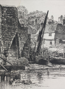 Richard Samuel Chattock JP RBSA. On the Medway. Etching. 1884.