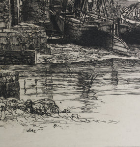 Richard Samuel Chattock JP RBSA. On the Medway. Etching. 1884.