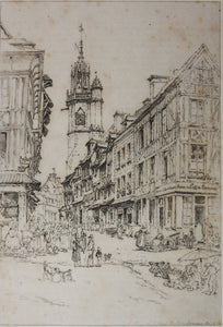 Henry Edridge ARA, after. Rue De La Grosse Horloge (Great-Clock), Évreux. Print by A. Dawson. 1880