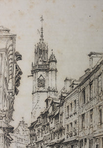 Henry Edridge ARA, after. Rue De La Grosse Horloge (Great-Clock), Évreux. Print by A. Dawson. 1880