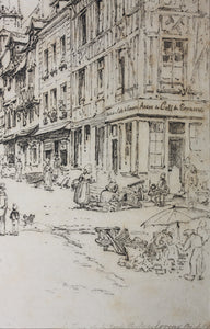 Henry Edridge ARA, after. Rue De La Grosse Horloge (Great-Clock), Évreux. Print by A. Dawson. 1880
