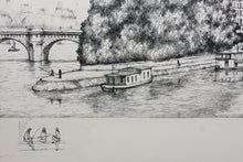 Load image into Gallery viewer, R. Manuel. Pont Neuf and ile de la Cite in Paris. Etching. XX C.

