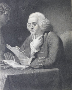 David Martin, after. Benjamin Franklin. Engraving by Thomas B Welch. 1835.