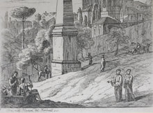Load image into Gallery viewer, Jan Frans van Bloemen. Italianate landscape with an obelisk. Etching. 1689 - 1749.

