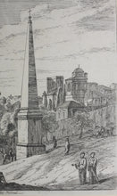 Load image into Gallery viewer, Jan Frans van Bloemen. Italianate landscape with an obelisk. Etching. 1689 - 1749.
