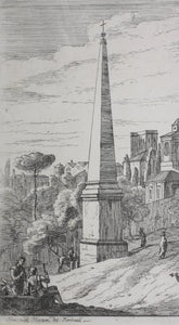 Jan Frans van Bloemen. Italianate landscape with an obelisk. Etching. 1689 - 1749.