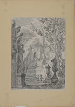 Load image into Gallery viewer, Jan Frans van Bloemen. Italianate landscape with walkers at a staircase. Etching. 1689 - 1749.
