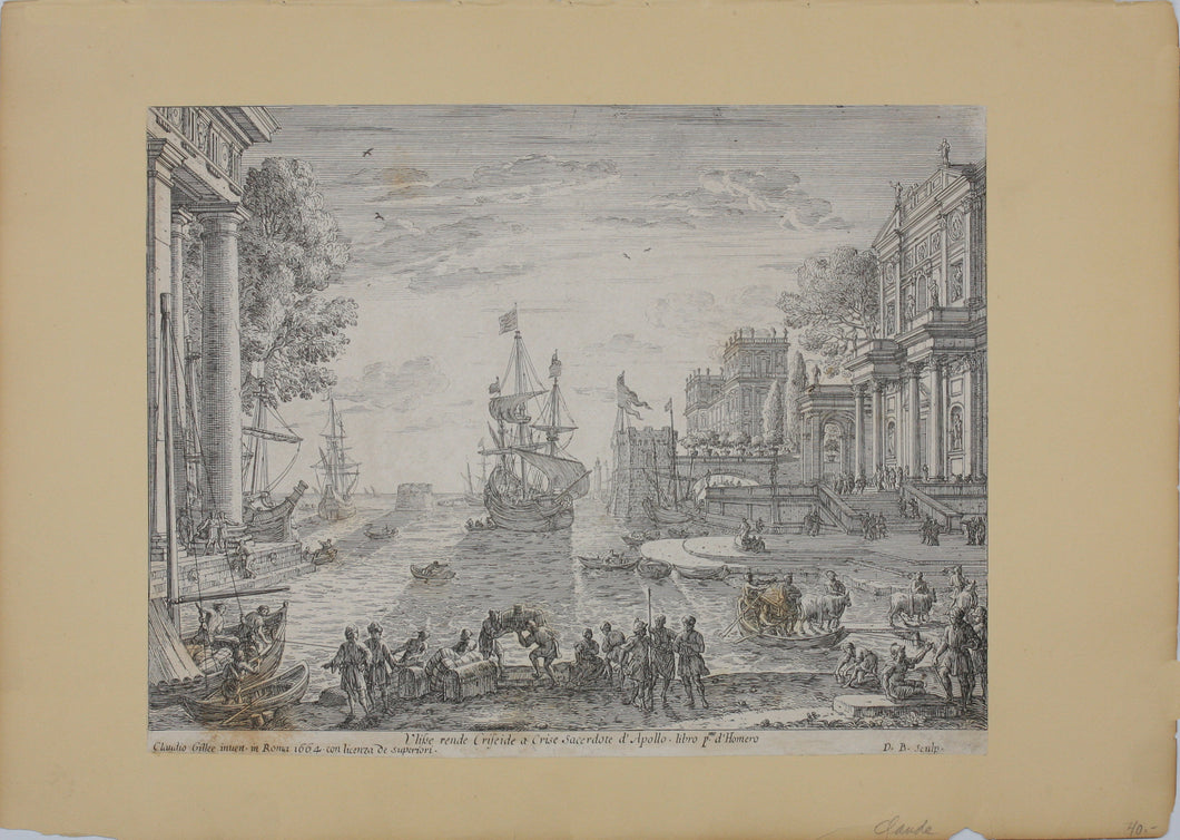 Claude Lorrain, after. Ulisse. Etching by Dominique Barrière. 1664.