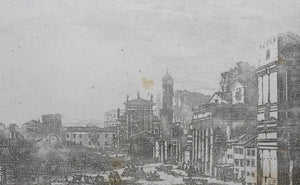 Claude Lorrain. Le Campo Vaccino (The Roman Forum). Etching. 1636.