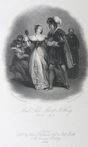 Philip Francis Stephanoff,after. Shakespeare. Much Ado About Nothing. Act 5 Sc.4. Engraving and etching by James Henry Watt. 1826