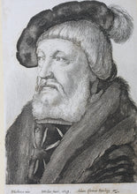 Load image into Gallery viewer, Hans Holbein the Younger, after. Portrait of a young woman. Sir William Butts. Etchings by Wenceslaus Hollar. 1647 - 1649.
