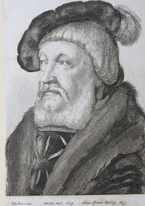 Hans Holbein the Younger, after. Portrait of a young woman. Sir William Butts. Etchings by Wenceslaus Hollar. 1647 - 1649.