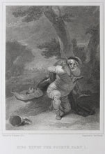 Load image into Gallery viewer, Robert Smirke, after. Shakespeare. King Henry the Fourth, part 1. Falstaff. Engraving and etching by Charles Heath. 1825.
