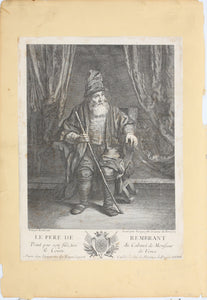 Rembrandt Harmensz van Rijn, after. Le père de Rembrandt. Engraving by Pierre Louis de Surugue. 1759.