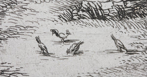 Jan Baptist Bonnecroy. Landscape with a shepherd. Etching. 1632-1676.