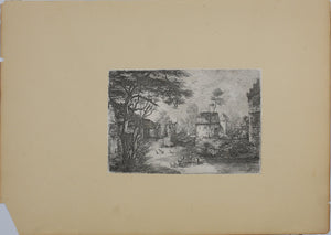 Jan Baptist Bonnecroy. Landscape with a shepherd. Etching. 1632-1676.
