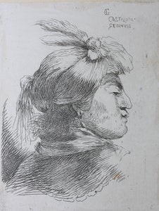 Giovanni Benedetto Castiglione. Four Small Oriental heads. Etchings. C.1645/50.