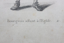 Load image into Gallery viewer, Johann Rudolf Huber, after. Bourgeois allant a l&#39;Église. Engraved by Johann Rudolf Schellenberg. Basel, 1798.
