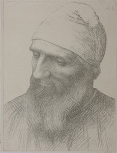 Alphonse Legros. Study of man's head. Lithograph. 1904.