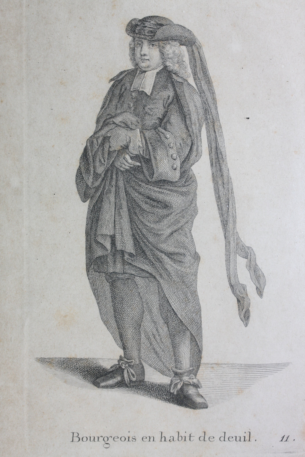 Johann Rudolf Huber, after. Bourgeois en habit de deuil. Engraved Johann Rudolf Schellenberg. Basel, 1798.