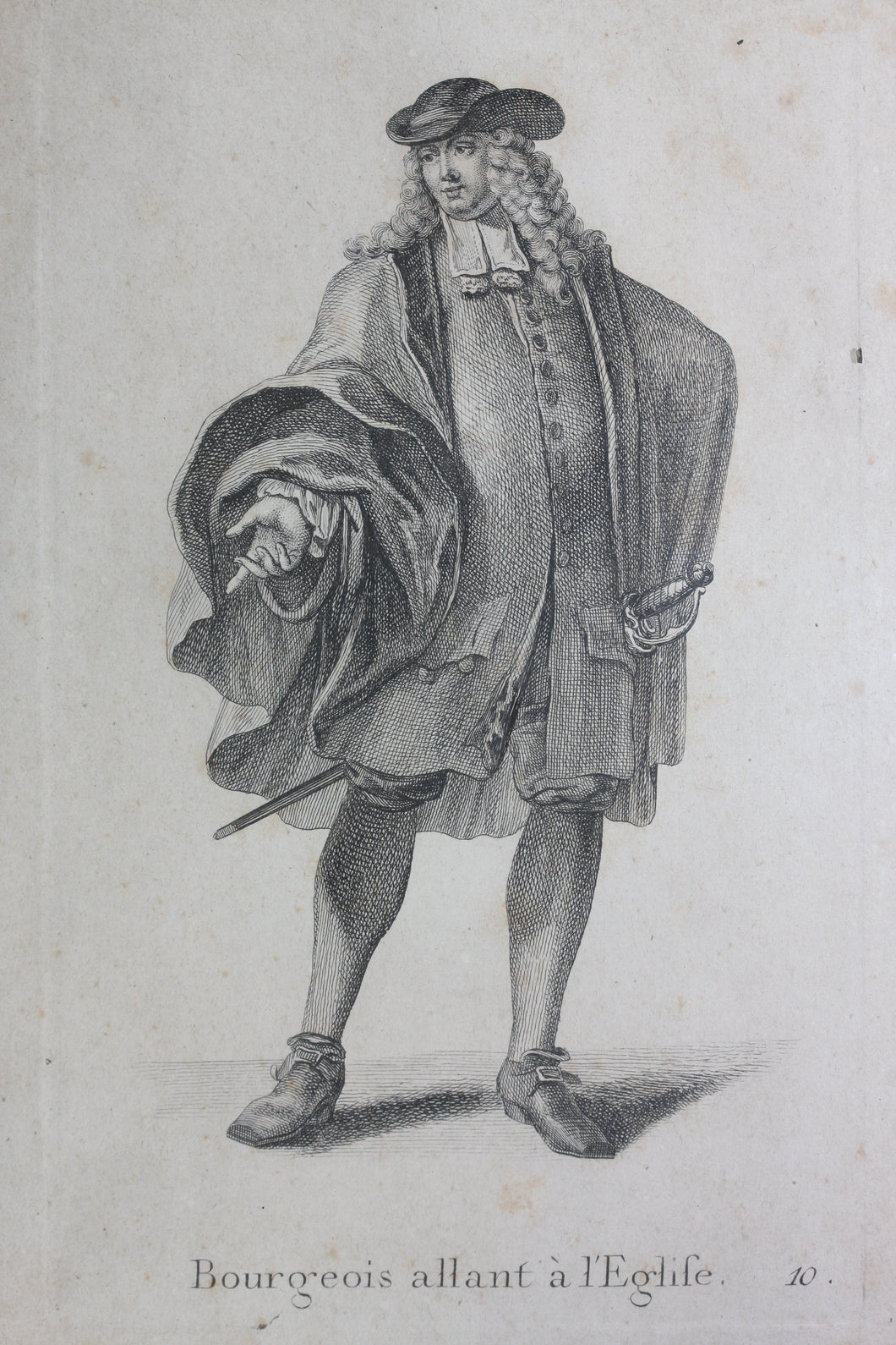 Johann Rudolf Huber, after. Bourgeois allant a l'Église. Engraved by Johann Rudolf Schellenberg. Basel, 1798.