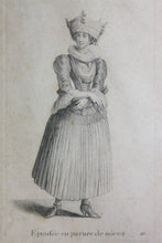 Load image into Gallery viewer, Johann Rudolf Huber, after. Épousé en parure de noces. Engraved by Johann Rudolf Schellenberg. Basel, 1798.

