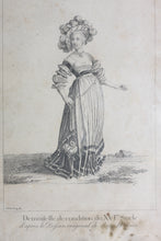Load image into Gallery viewer, Hans Holbein the Younger, after. Demoiselle de condition du XVIème Siècle. Engraving by Johann Rudolf Schellenberg. Basel, 1798.
