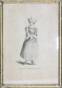 Johann Rudolf Huber, after. Épousé en parure de noces. Engraved by Johann Rudolf Schellenberg. Basel, 1798.