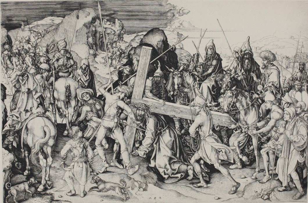 Martin Schongauer, after. Christ carrying the Cross. Photogravure after engraving. Late XIX C.