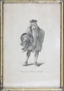 Johann Rudolf Huber, after. Bourgeois allant a l'Église. Engraved by Johann Rudolf Schellenberg. Basel, 1798.