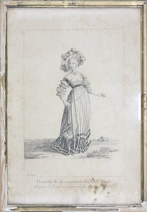 Hans Holbein the Younger, after. Demoiselle de condition du XVIème Siècle. Engraving by Johann Rudolf Schellenberg. Basel, 1798.