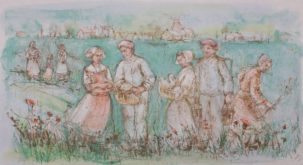 Edna Hibel Plotkin. Friesland. Color lithograph. 1977.