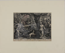 Load image into Gallery viewer, Jan van der Straet, after. Bear Hunt with Nets. Engraving by Philip Galle. C. 1578.
