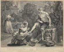 Load image into Gallery viewer, Jean Raoux, after. Bethsabee au bain. Engraved by Jacques Chéreau. XVIII Century.
