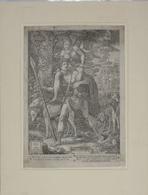 Load image into Gallery viewer, Luca Penni, after. Allegory of the Hunt. Engraving by Giorgio Ghisi. 1556.
