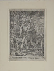 Luca Penni, after. Allegory of the Hunt. Engraving by Giorgio Ghisi. 1556.