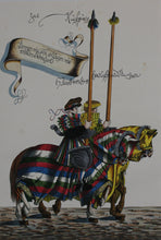Load image into Gallery viewer, Heinrich Pallmann - Hans Burgkmair, after. Two medieval German knights. Watercolors. After 1910.
