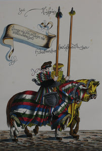 Heinrich Pallmann - Hans Burgkmair, after. Two medieval German knights. Watercolors. After 1910.