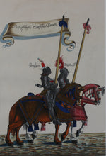 Load image into Gallery viewer, Heinrich Pallmann - Hans Burgkmair, after. Two medieval German knights. Watercolors. After 1910.
