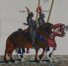 Load image into Gallery viewer, Heinrich Pallmann - Hans Burgkmair, after. Two medieval German knights. Watercolors. After 1910.
