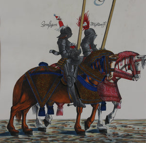 Heinrich Pallmann - Hans Burgkmair, after. Two medieval German knights. Watercolors. After 1910.