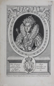 Robert White. Portrait of Elizabeth I, Queen of England. Engraving. 1681.