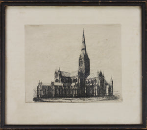 William Brown. Salisbury Cathedral. North East. Etching. 19th Century.
