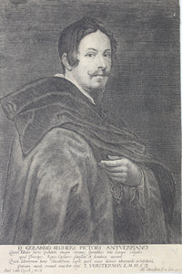 Anthony van Dyck, after. Portrait of Gerardo Seghers. Engraving by Lucas Vorsterman I. 1645-1655.