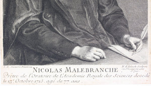 Jean-Baptiste Santerre, after. Portrait of Nicolas Malebranche. Engraving by Nicolas Etienne Edelinck. 1715 - 1767.