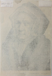 Hans Holbein the Younger, after. Portrait of Lady Margaret Butts. Etching by Wenceslaus Hollar. 1649.
