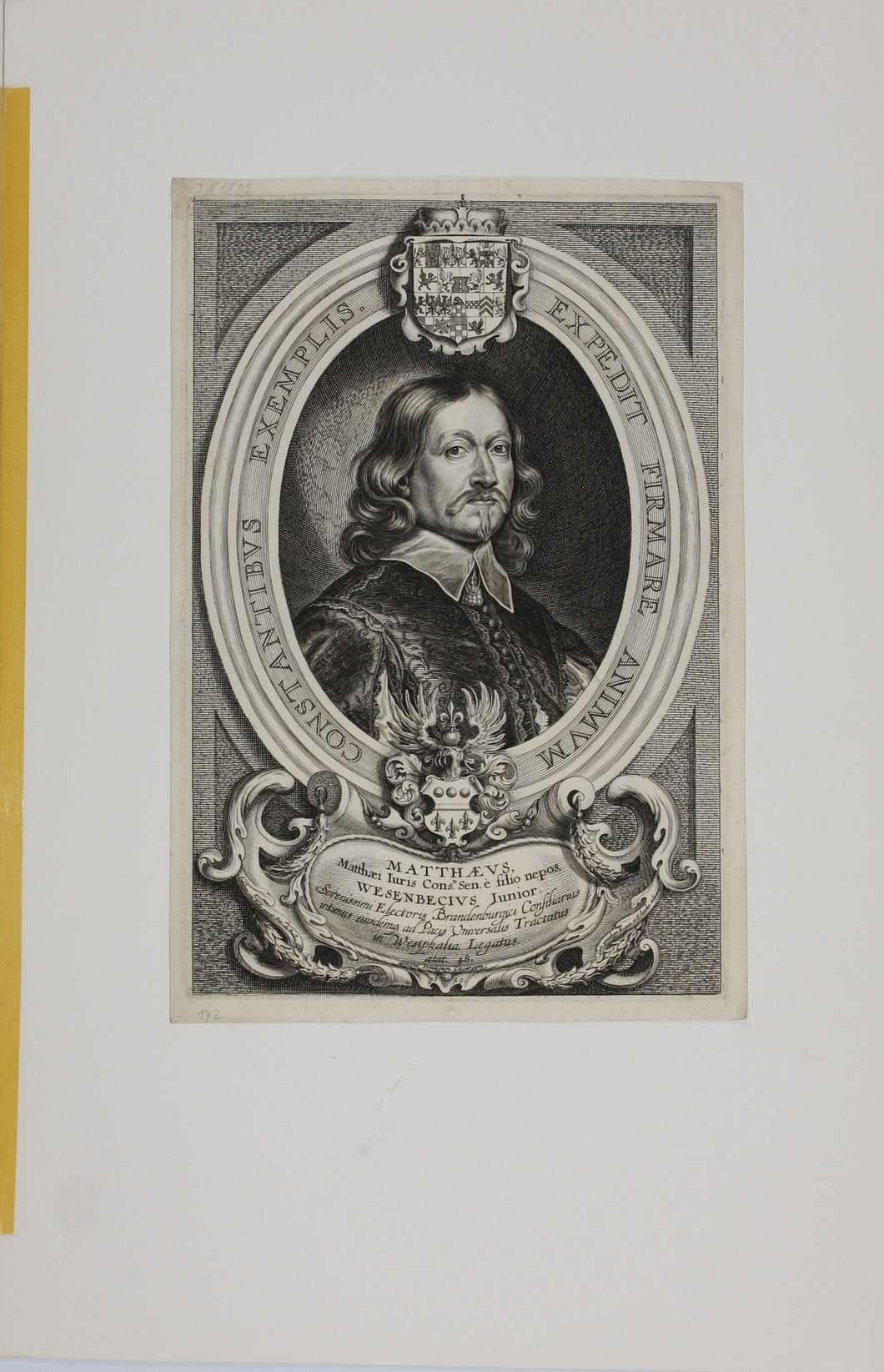 Anselmus Van Hulle, after. Portrait of Matthäus Wesenbeck. Engraving by Pieter de Bailliu. 1649..
